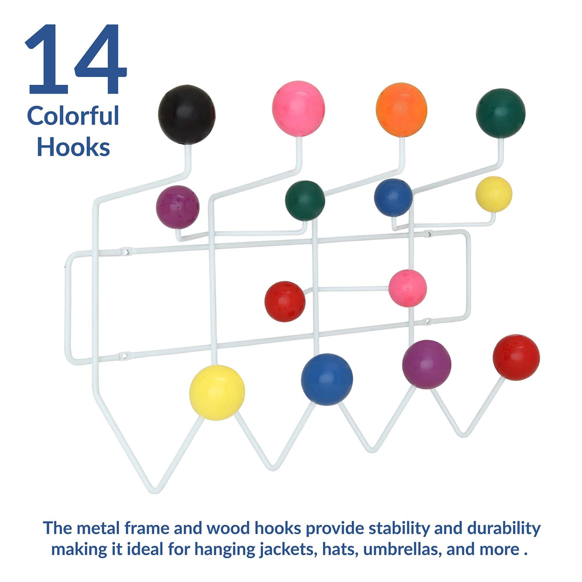 Gumball Coat Rack by Modway, colorful hooks on white metal frame for living room on Tampa Home & Garden Store