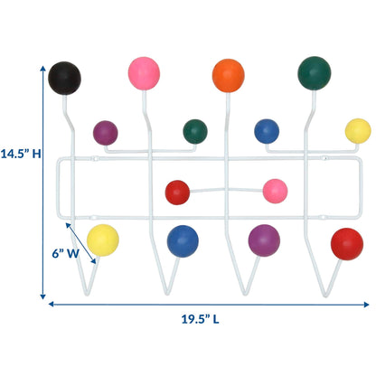 Gumball coat rack by Modway, white metal frame with multicolor ball hooks on Tampa Home & Garden Store