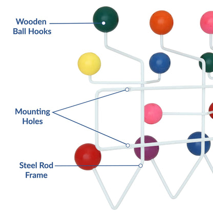Gumball Coat Rack by Modway, white metal frame with colorful ball knobs in bright colors on Tampa Home & Garden Store