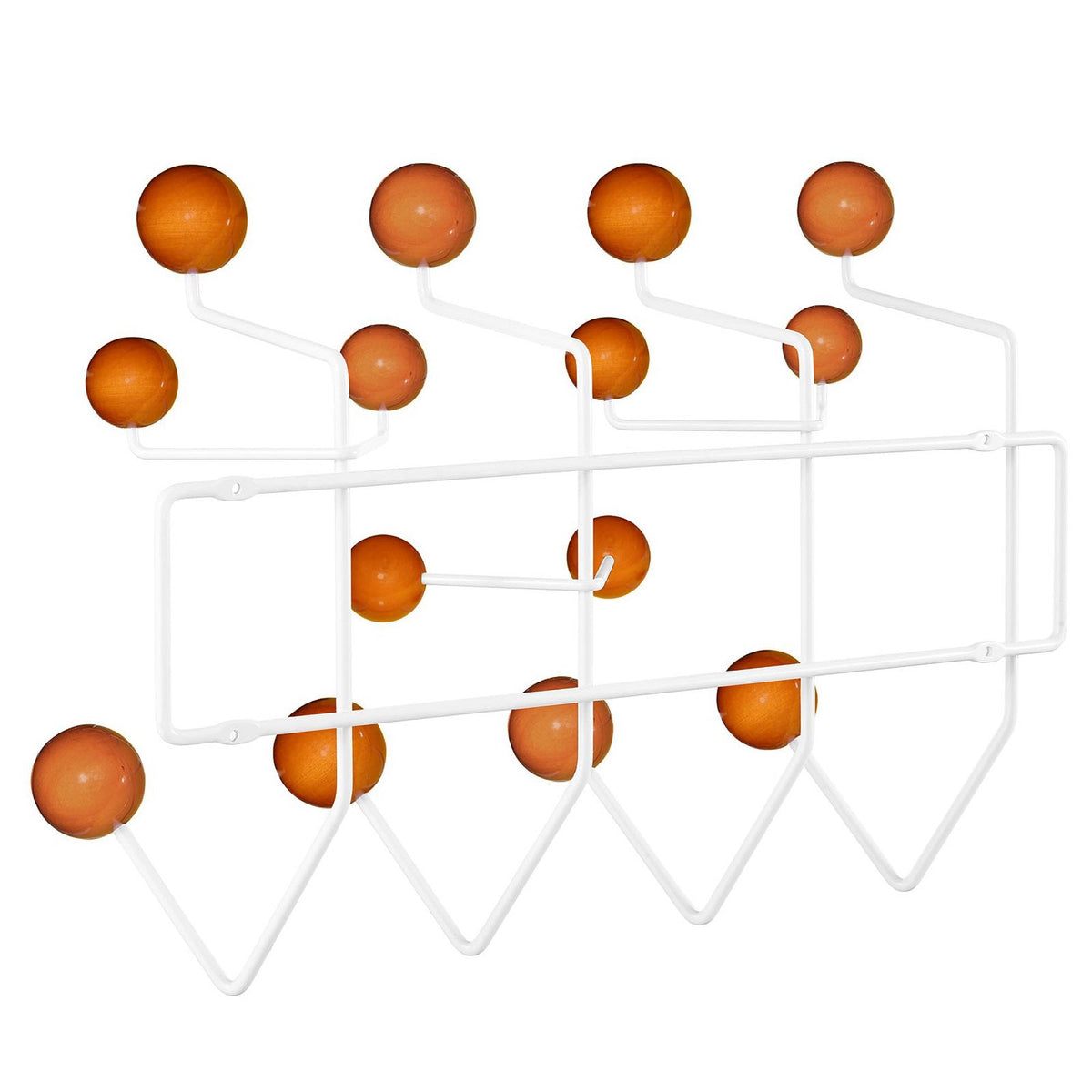 Gumball Coat Rack by Modway with white metal frame and orange globe pegs on Tampa Home & Garden Store