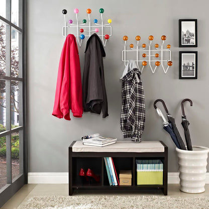 Gumball Coat Rack by Modway: white metal wall racks with colorful ball knobs and coats on Tampa Home & Garden Store