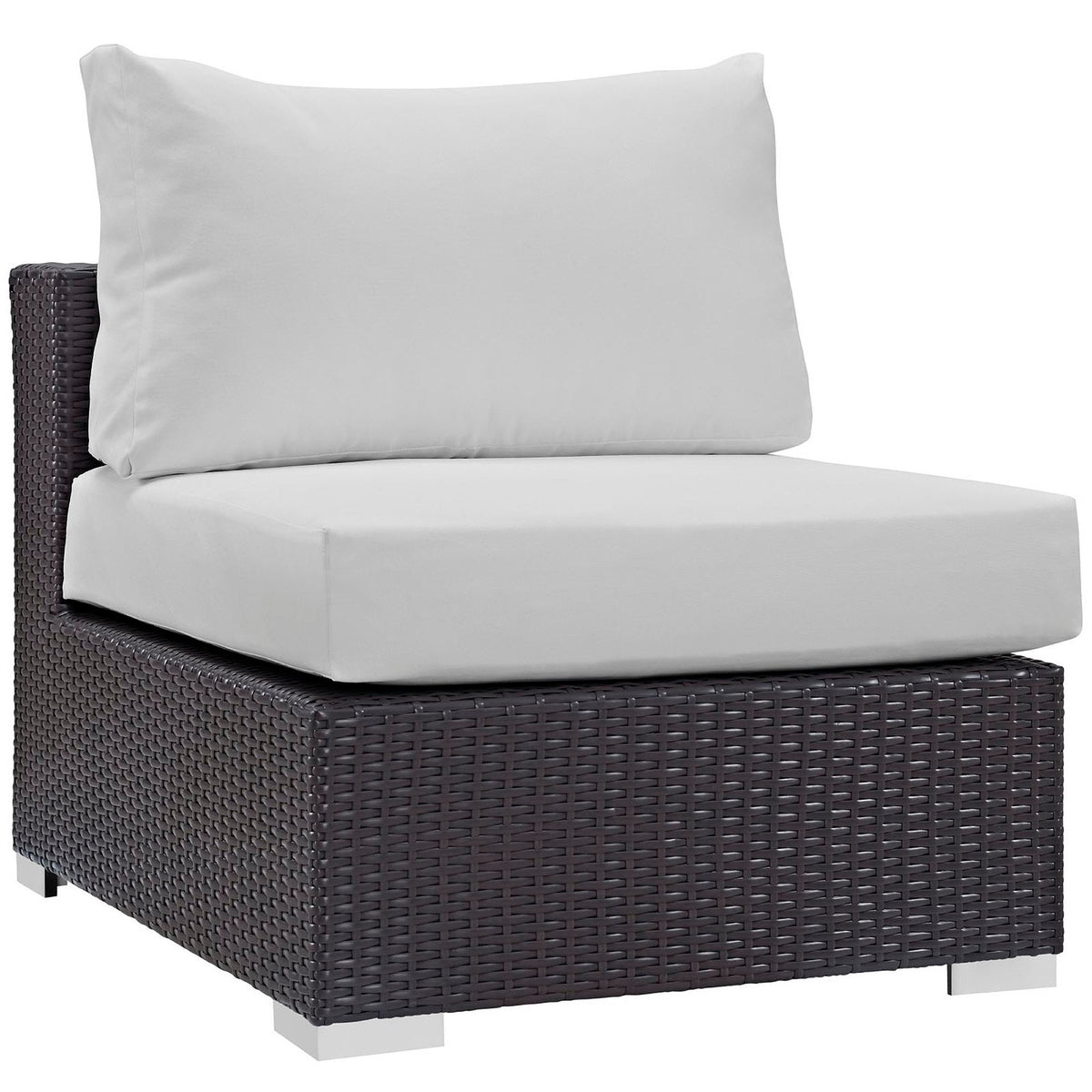 Convene 5 Piece Outdoor Patio Sectional Set by Modway dark brown wicker with light gray cushions on Tampa Home & Garden Store