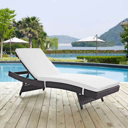 Convene Outdoor Patio Chaise white cushioned wicker lounge by poolside 2-pack on Tampa Home & Garden Store