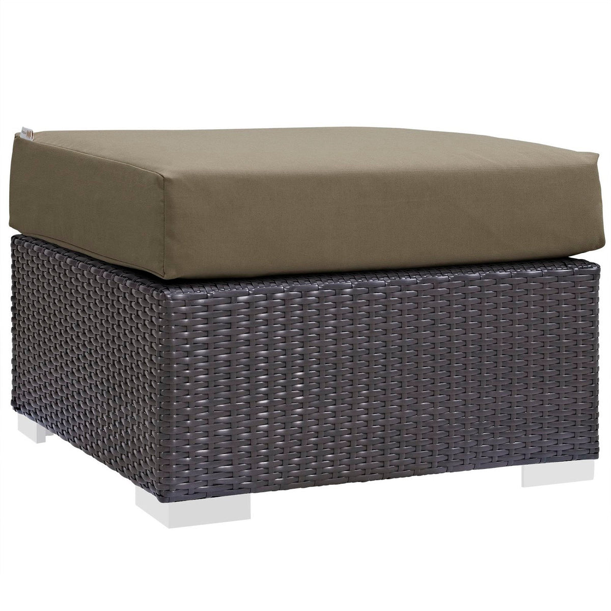 Convene 5 Piece Outdoor Patio Sectional Sofa Set tan cushion on wicker base HouseOfZazla on Tampa Home & Garden Store