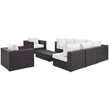 Convene 8 Piece Outdoor Patio Sectional Set by Modway in dark brown wicker on Tampa Home & Garden Store
