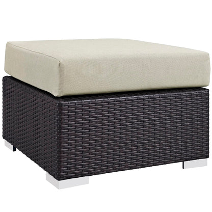 Convene 8-piece outdoor sofa sectional by Modway beige cushions on dark woven wicker base on Tampa Home & Garden Store