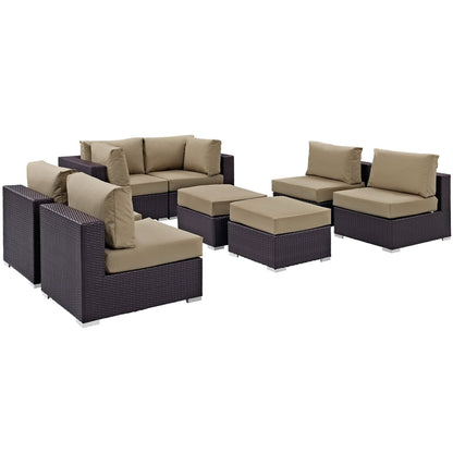 Convene 8pc Outdoor Sectional by Modway dark wicker beige cushions on Tampa Home & Garden Store