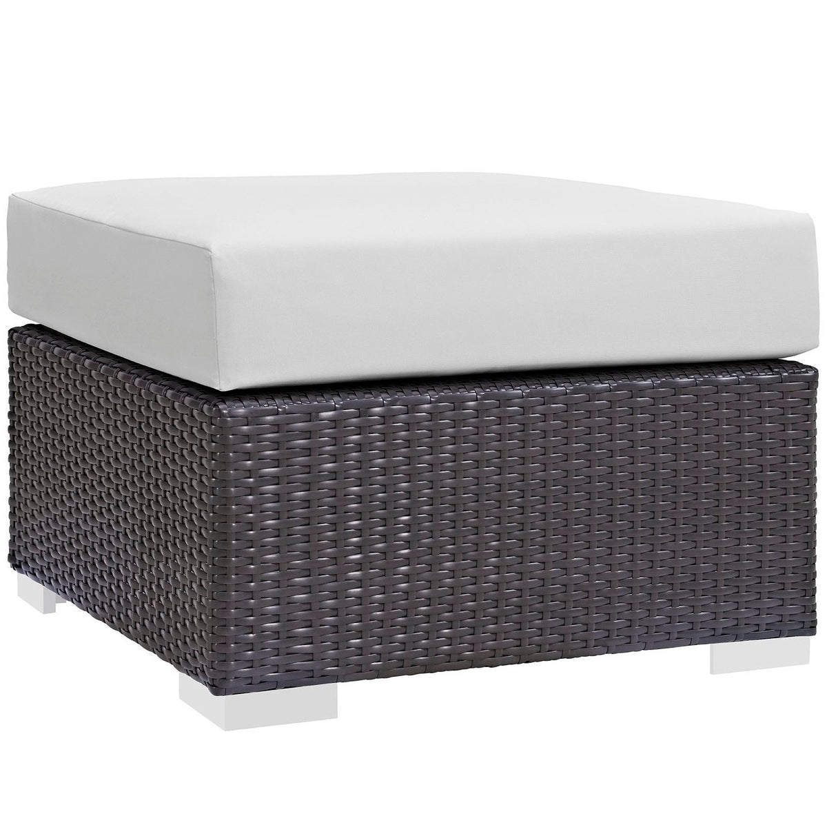 Convene 8 Piece Outdoor Patio Sectional Set by Modway, dark wicker with white cushions on Tampa Home & Garden Store