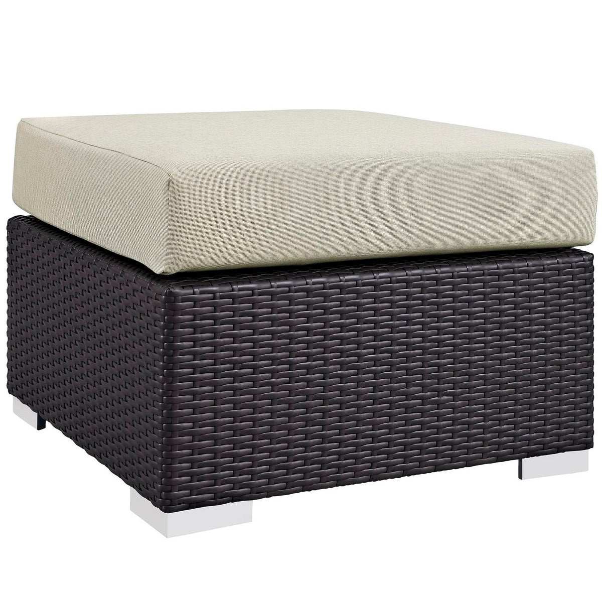 Convene 8 Piece Outdoor Patio Sectional Set beige cushion on dark wicker base on Tampa Home & Garden Store