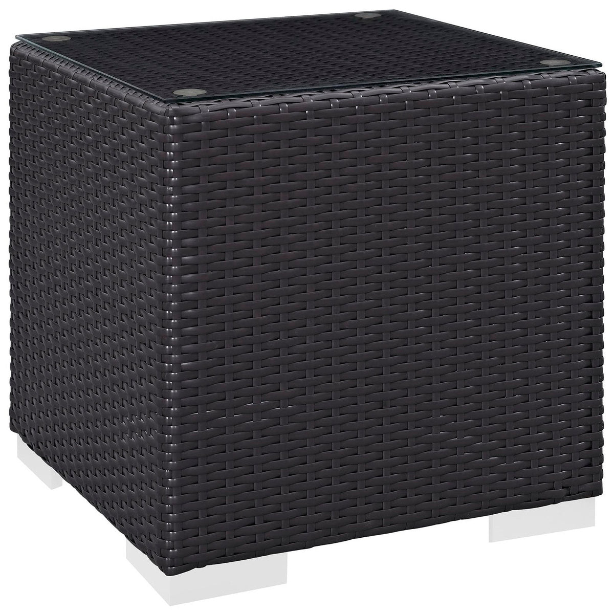 Convene 8 Piece Outdoor Patio Sectional Set by Modway wicker sofa table with glass top in dark brown on Tampa Home & Garden Store