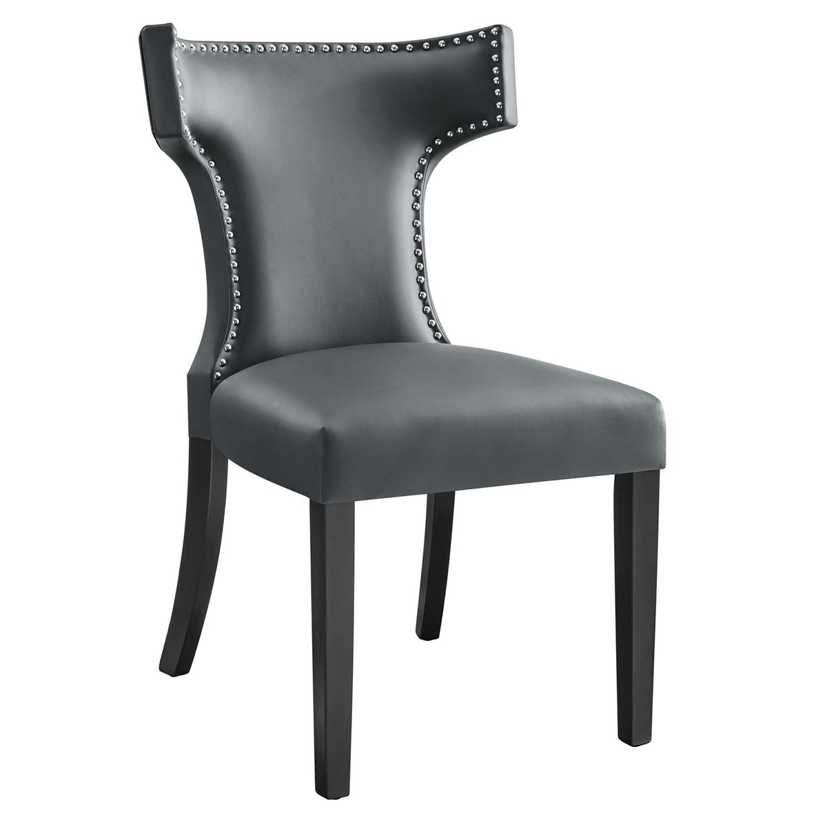 Curve Vegan Leather Dining Chair by Modway in dark gray with nailhead trim on Tampa Home & Garden Store