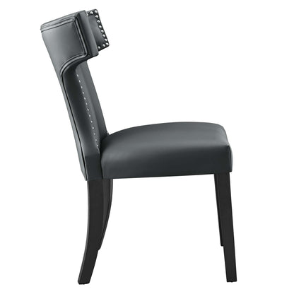 Curve vegan leather dining chair HouseOfZazla, dark gray upholstery with studded back on Tampa Home & Garden Store