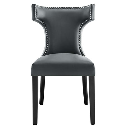Curve vegan leather dining chair by Modway, black with studded nailhead trim and curved back on Tampa Home & Garden Store
