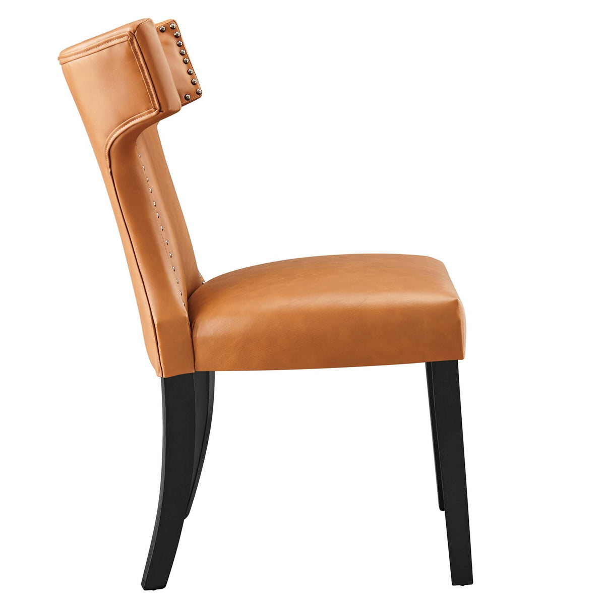 Curve vegan leather dining chair tan with nailhead studs and black legs by Modway on Tampa Home & Garden Store