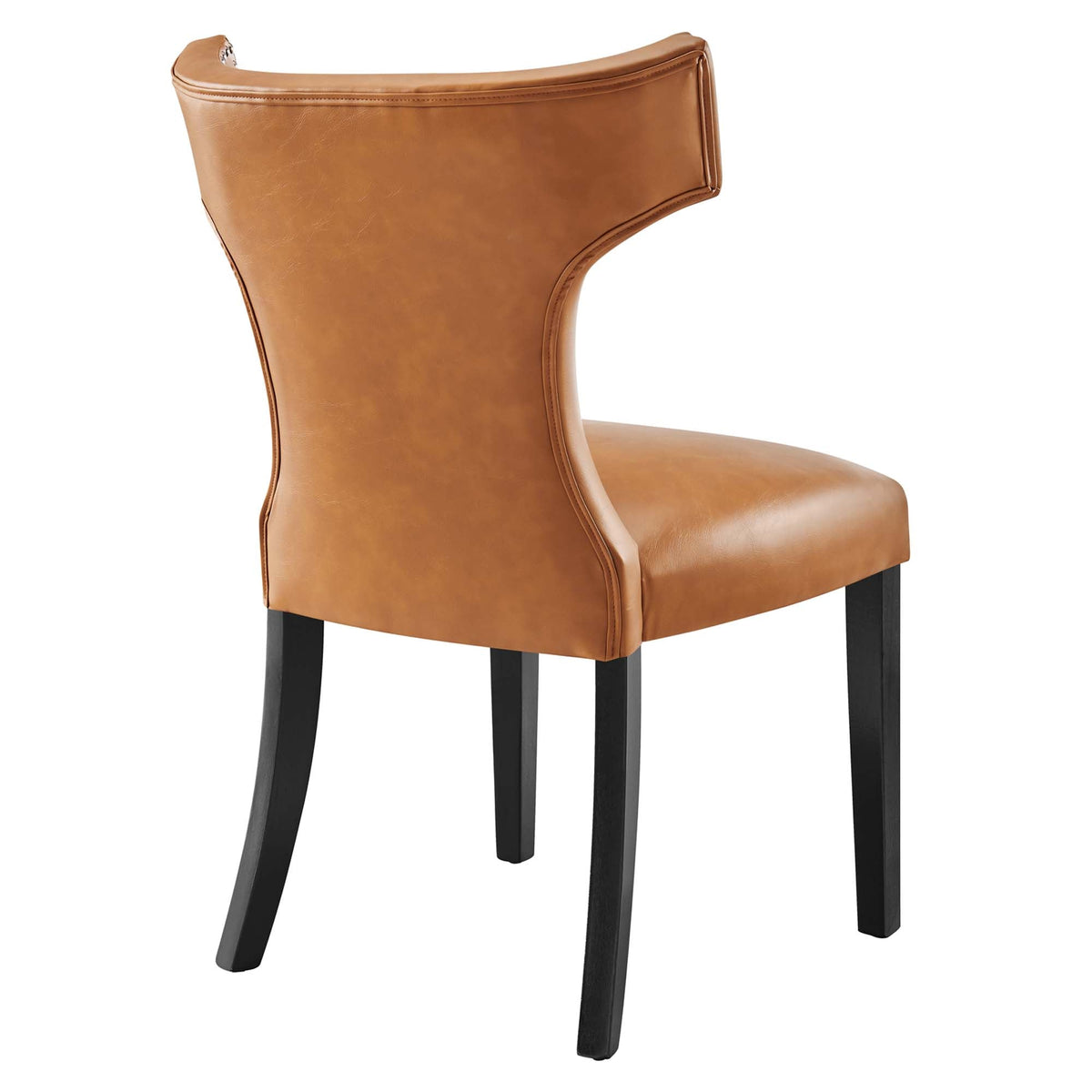 Curve vegan leather dining chair by Modway in tan caramel with black legs on Tampa Home & Garden Store
