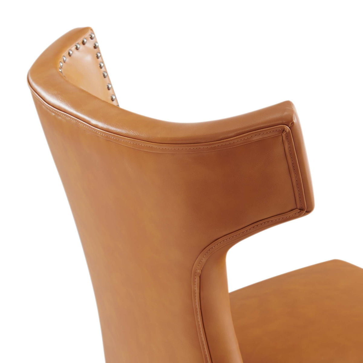 Curve vegan leather dining chair tan upholstery with nailhead trim by Modway on Tampa Home & Garden Store
