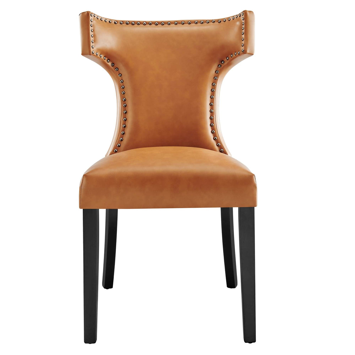 Curve vegan leather dining chair by Modway in tan with nailhead trim and curved back on Tampa Home & Garden Store