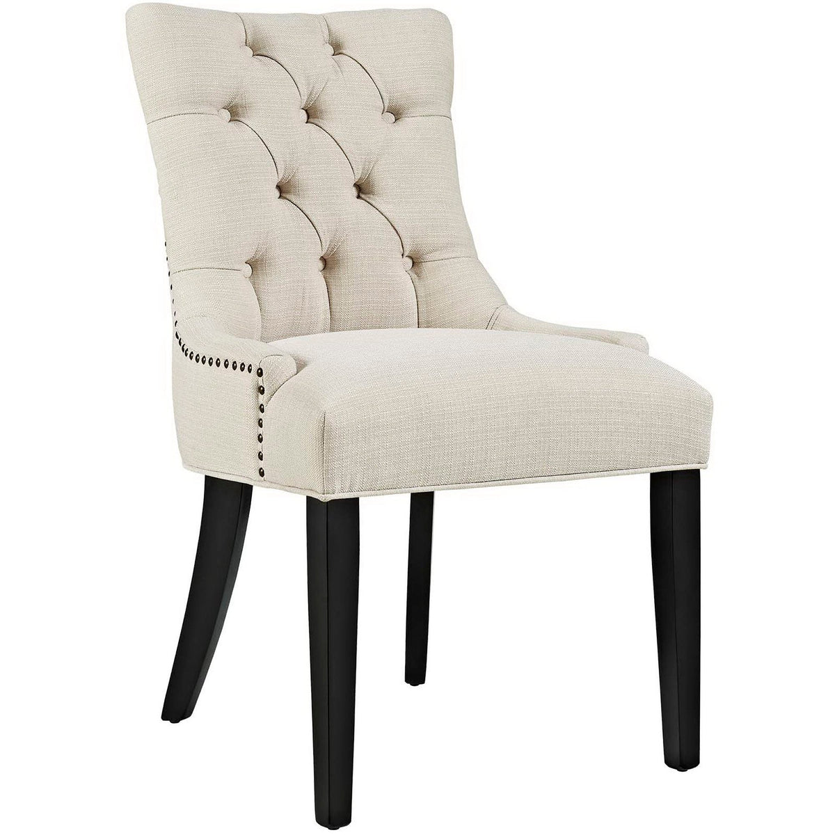 Regent Tufted Fabric Dining Chair beige with nailhead trim, black legs by Modway on Tampa Home & Garden Store