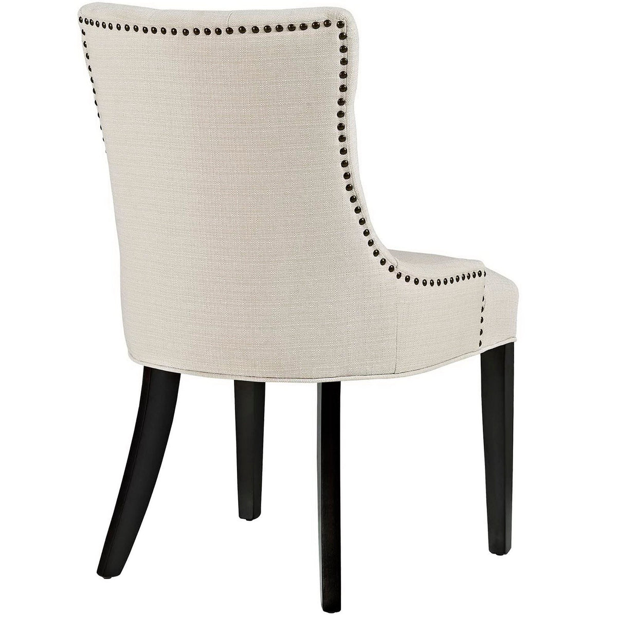 Regent Tufted Fabric Dining Chair by Modway, beige fabric with nailhead trim and dark wood legs on Tampa Home & Garden Store