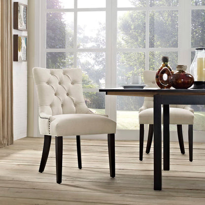 Regent Tufted Fabric Dining Chair in cream fabric upholstery with dark wood legs, set of 2 on Tampa Home & Garden Store