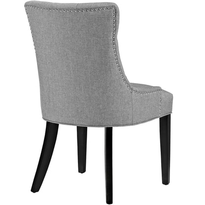Regent Tufted Fabric Dining Chair, nailhead trim, curved back, black wood legs, HouseOfZazla on Tampa Home & Garden Store