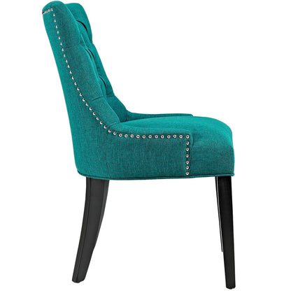 Regent Tufted Fabric Dining Chair teal upholstery with nailhead trim and black legs Modway on Tampa Home & Garden Store