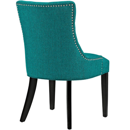 Regent tufted fabric dining chair in teal with silver nailhead trim and black legs on Tampa Home & Garden Store