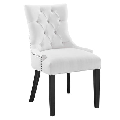 Regent Tufted Fabric Dining Chair white upholstery with tufted back and nailhead trim black legs on Tampa Home & Garden Store