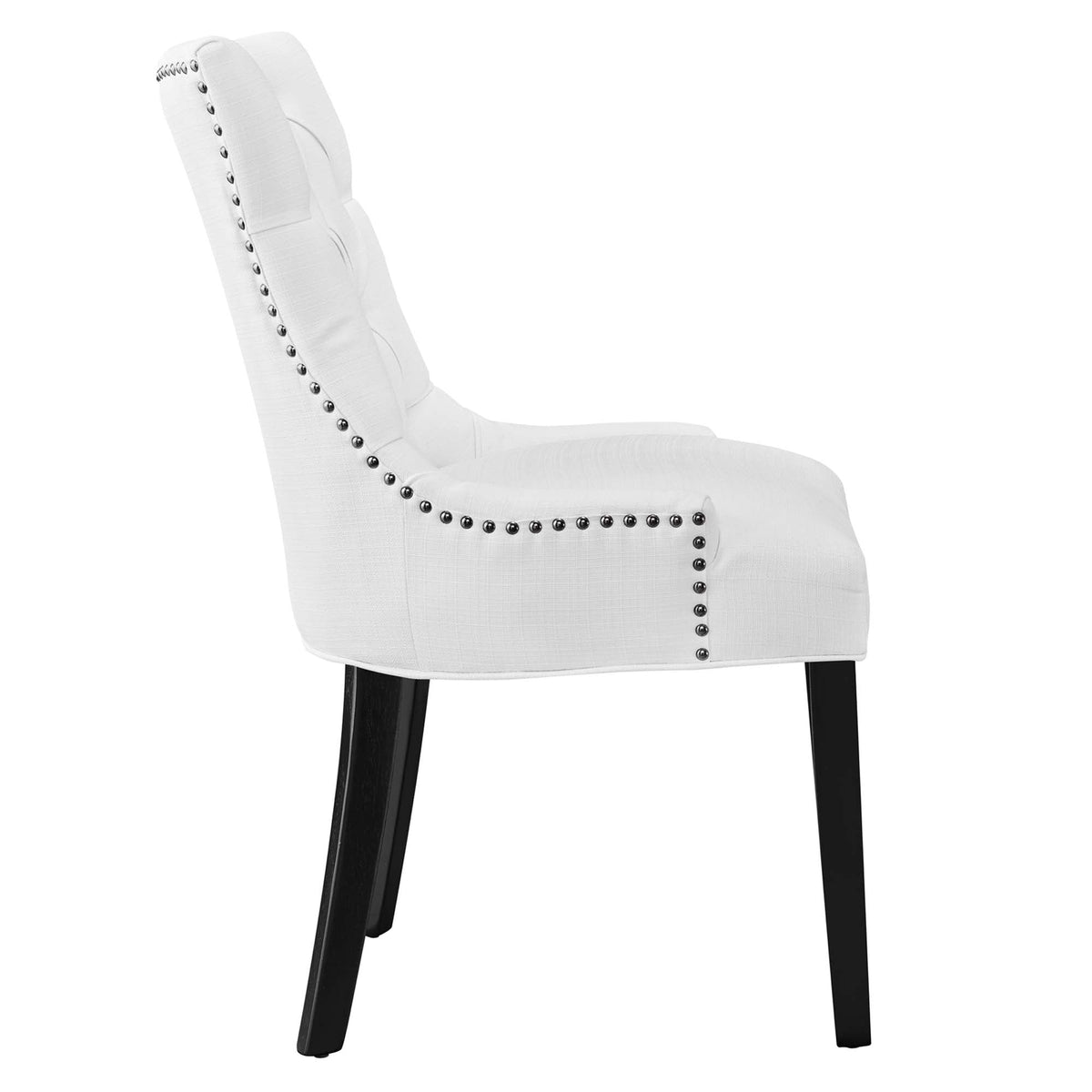 Regent Tufted Fabric Dining Chair by Modway, white upholstery with nailhead trim and black legs on Tampa Home & Garden Store