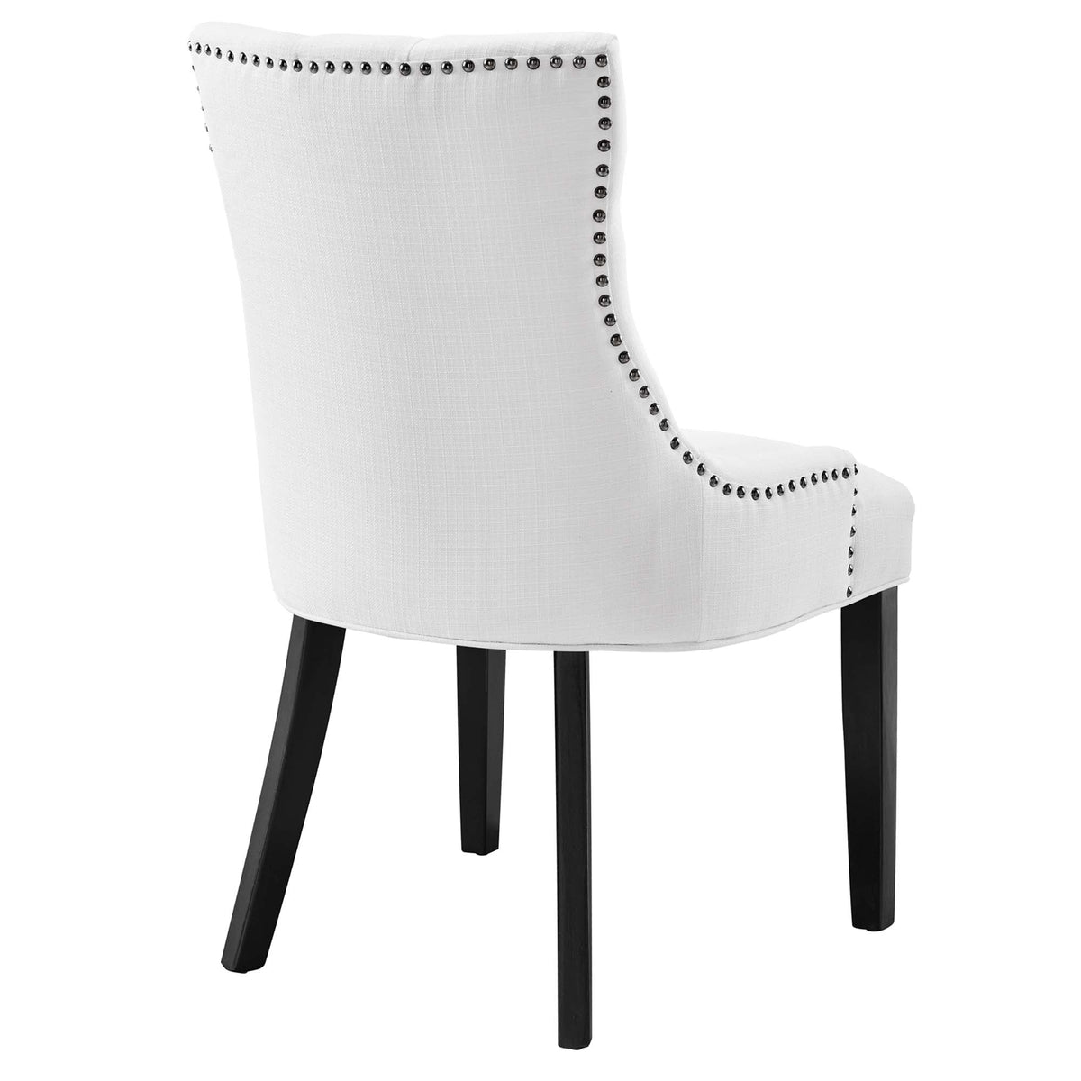Regent Tufted Fabric Dining Chair by Modway, white fabric with nailhead trim and black legs on Tampa Home & Garden Store
