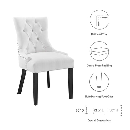 Regent Tufted Fabric Dining Chair white upholstery with button tufting and nailhead trim dark legs on Tampa Home & Garden Store