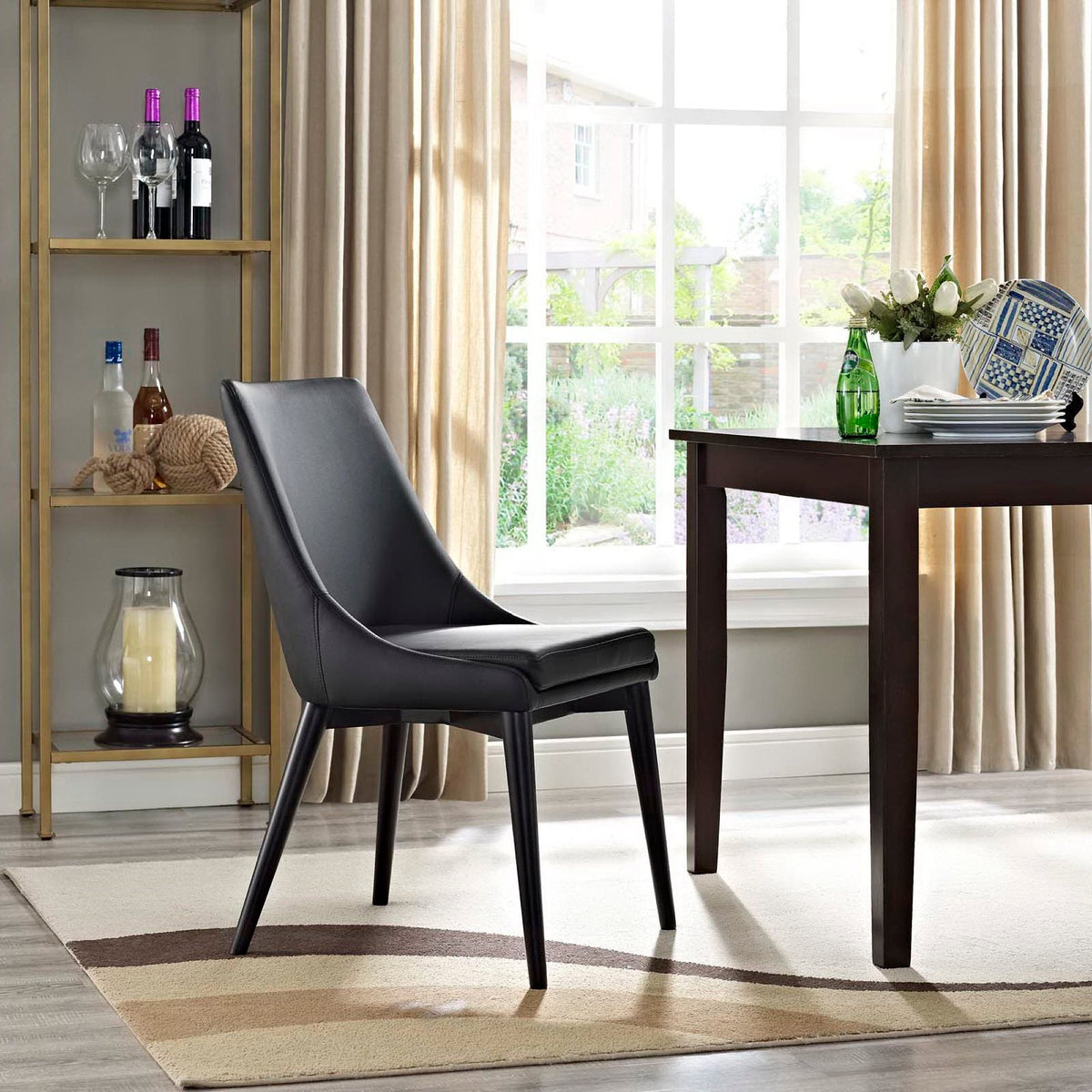 Modway Viscount vegan leather dining chair in black with sleek curved silhouette on Tampa Home & Garden Store