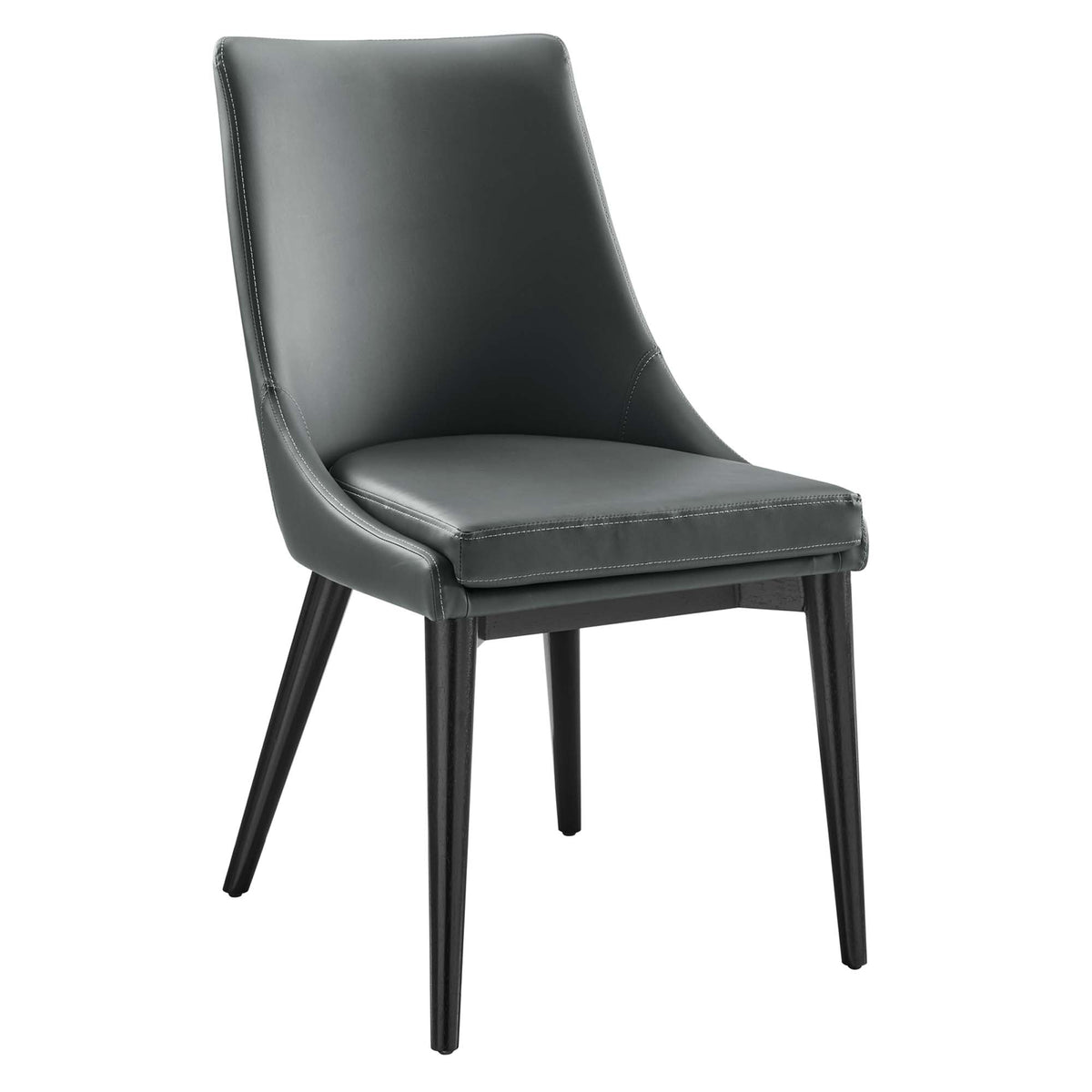 Viscount vegan leather dining chair by Modway, dark gray upholstery with black legs on Tampa Home & Garden Store