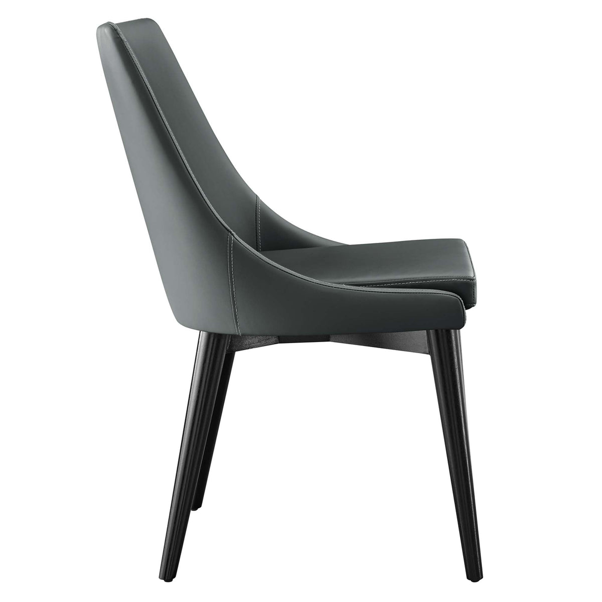 Viscount vegan leather dining chair by Modway in charcoal gray with stitched seams on Tampa Home & Garden Store