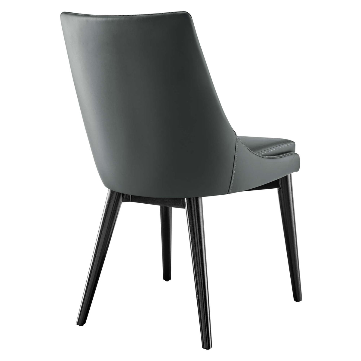 Modway Viscount vegan leather dining chair; dark gray upholstery, high back, black legs on Tampa Home & Garden Store