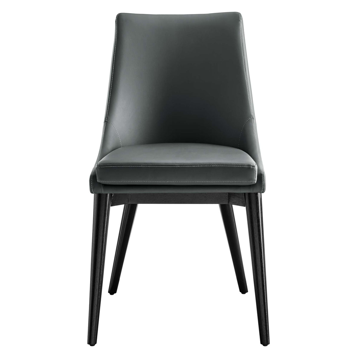 Viscount vegan leather dining chair by Modway black with white stitching and slim legs on Tampa Home & Garden Store