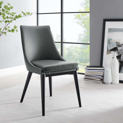 Viscount vegan leather dining chair in dark gray with black legs by Modway on Tampa Home & Garden Store
