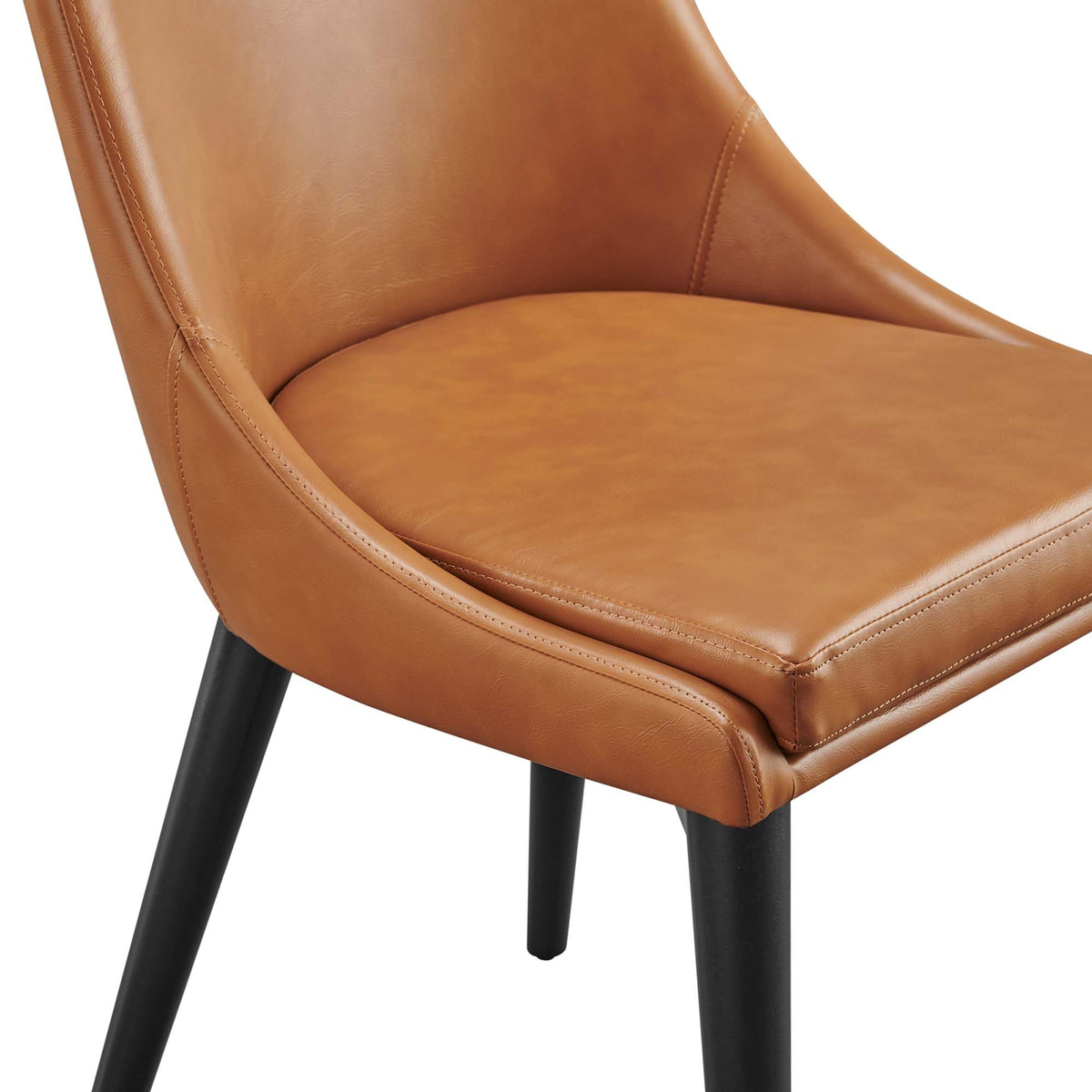 Viscount vegan leather dining chair by Modway, tan upholstery with black legs on Tampa Home & Garden Store
