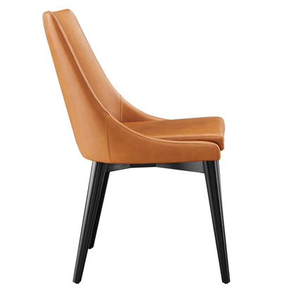 Viscount vegan leather dining chair by Modway, tan upholstery stitched back, black legs on Tampa Home & Garden Store