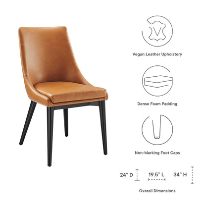 Viscount vegan leather dining chair tan brown with padded seat and back, black legs on Tampa Home & Garden Store