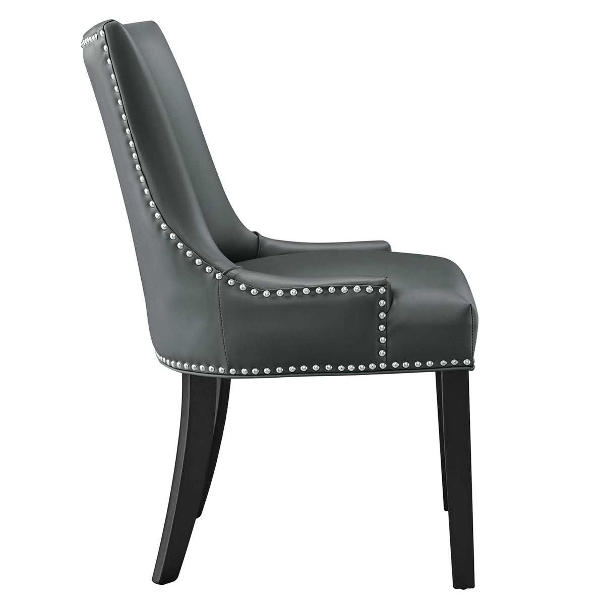 Marquis vegan leather dining chair by Modway, gray upholstery with silver nailhead trim on Tampa Home & Garden Store
