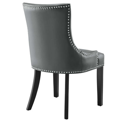 Marquis Vegan Leather Dining Chair by Modway; gray vegan leather with silver nailhead trim and black legs on Tampa Home & Garden Store