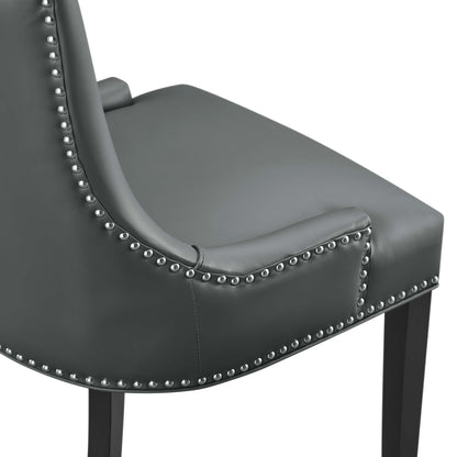 Marquis Vegan Leather Dining Chair gray leather with silver nailhead trim by HouseOfZazla on Tampa Home & Garden Store