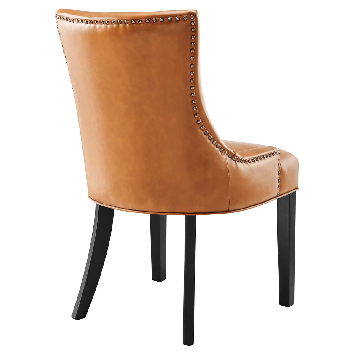 Marquis vegan leather dining chair by Modway; tan upholstery with nailhead trim and black legs on Tampa Home & Garden Store