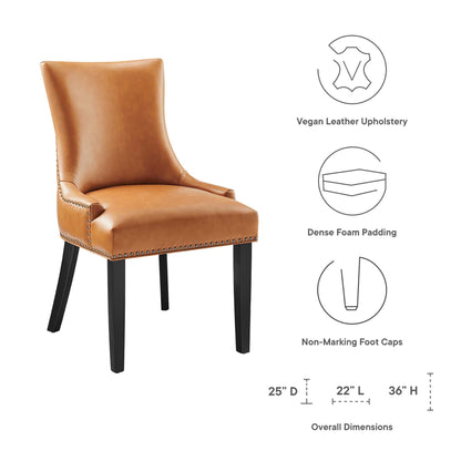 Marquis vegan leather dining chair by Modway, tan upholstery with nailhead trim and black legs on Tampa Home & Garden Store