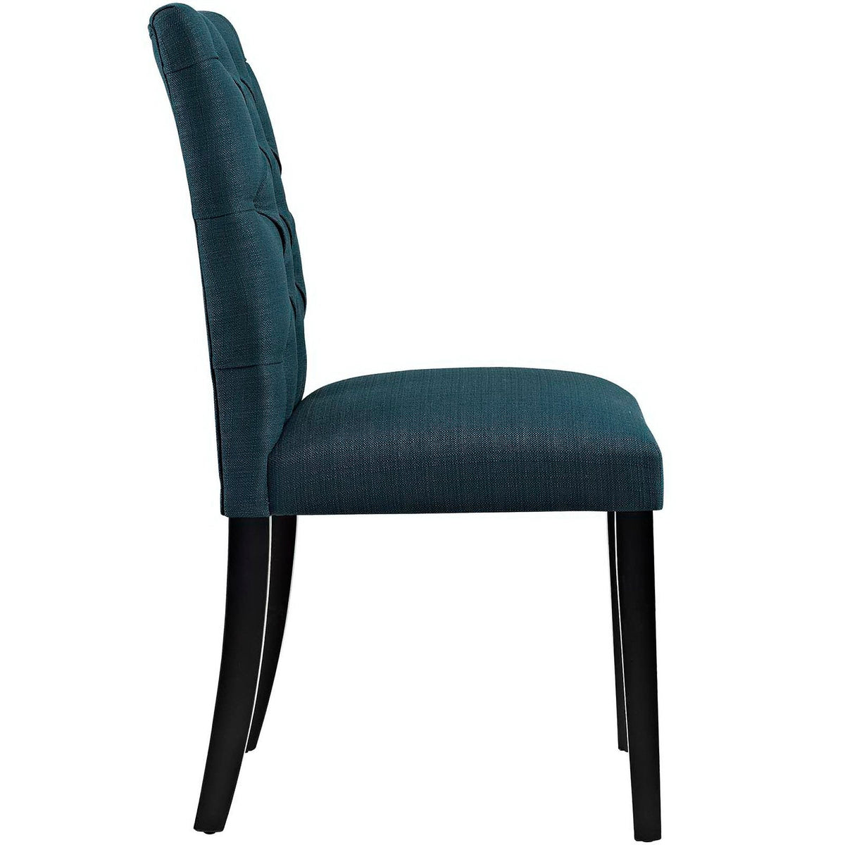 Teal Duchess Button Tufted Fabric Dining Chair with button-tufted back and black legs on Tampa Home & Garden Store