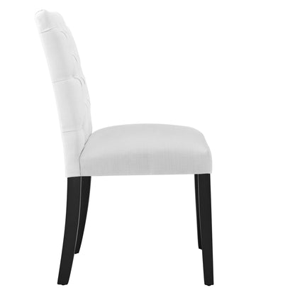 Duchess Button Tufted Fabric Dining Chair white upholstery with black legs by Modway on Tampa Home & Garden Store