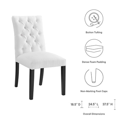 Duchess Button Tufted Fabric Dining Chair white upholstery, tufted back, black legs by Modway on Tampa Home & Garden Store