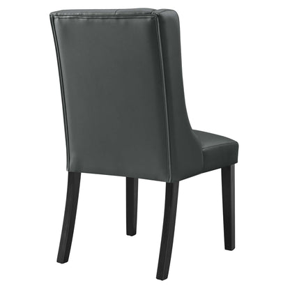 Baronet Button Tufted Vegan Leather Dining Chair in black with tall back and stitched edges on Tampa Home & Garden Store