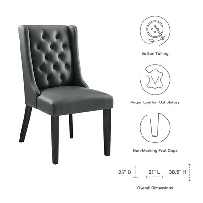 Baronet Button Tufted Vegan Leather Dining Chair dark gray tufted back HouseOfZazla on Tampa Home & Garden Store